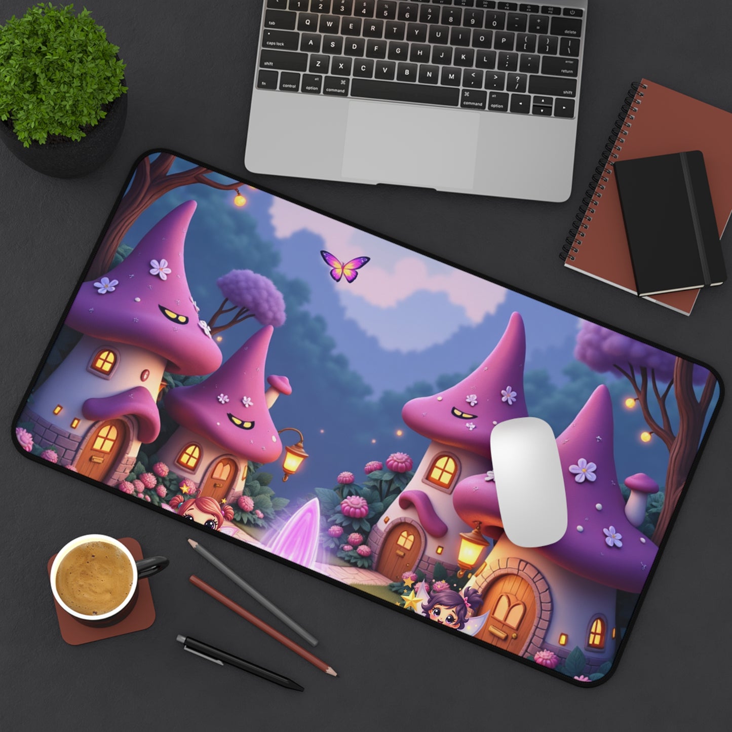 Fairyland Town in Purple Dreaming Desk Mat