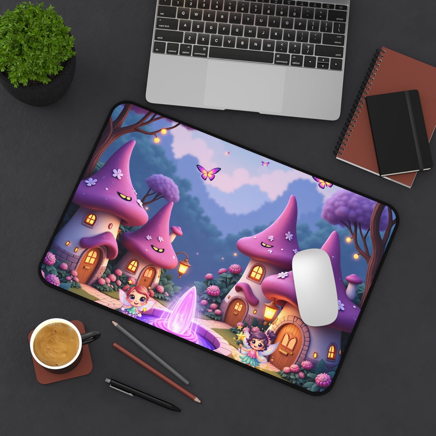 Fairyland Town in Purple Dreaming Desk Mat