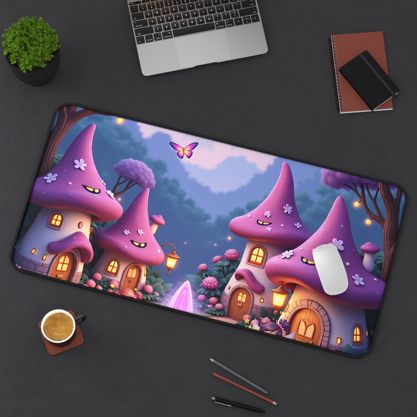 Fairyland Town in Purple Dreaming Desk Mat